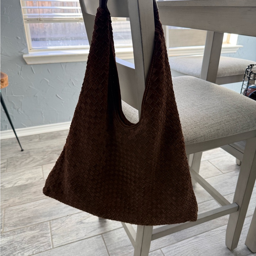Brown Textured Shoulder Bag